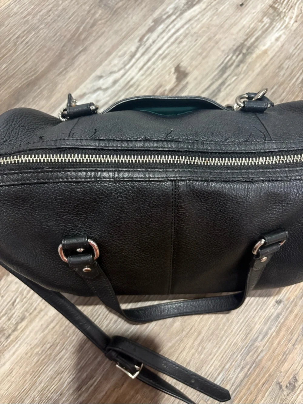 Coach F26121 Avery black pebbled leather satchel